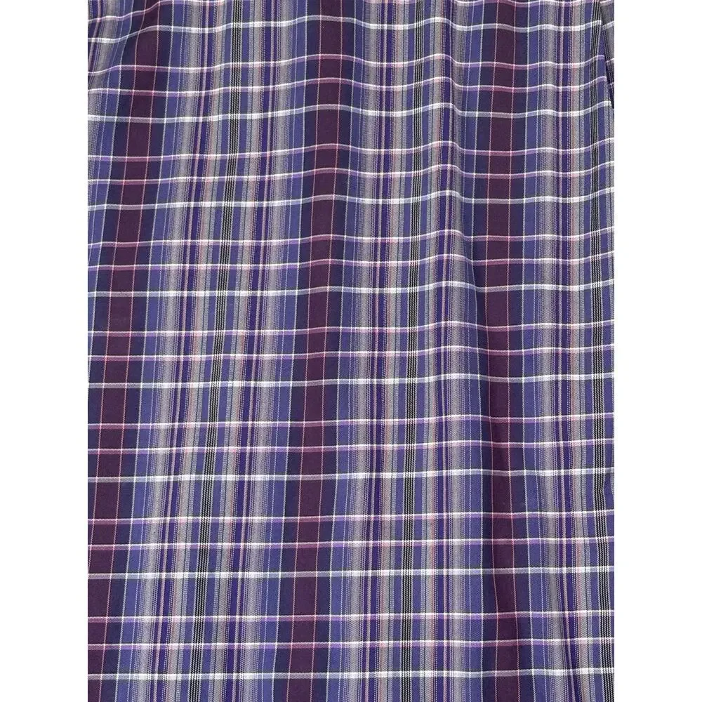 Tommy Bahama Lazlo Plaid Long Sleeve Button Shirt Men's Large Purple Cotton Silk